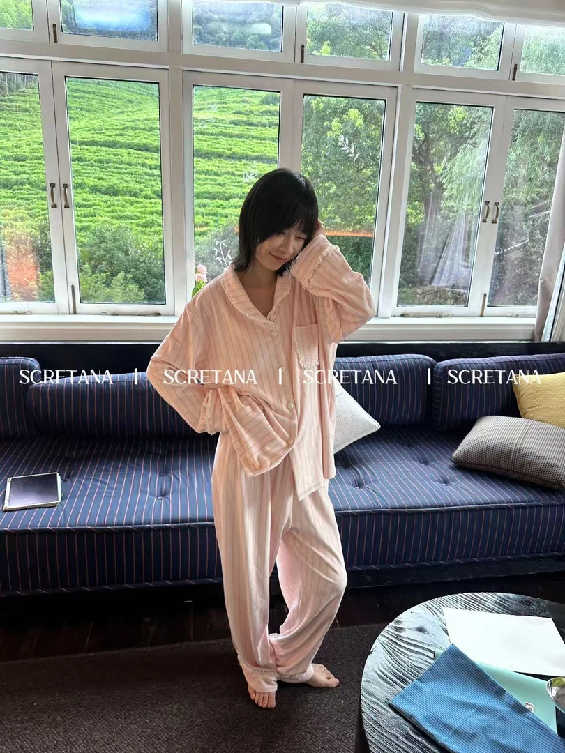 SCRETANA/安娜的秘密舒弗粉冬季少女心减龄青春气甜美风家居服