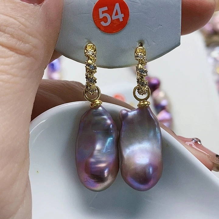 银S925镶嵌耳饰淡水珍珠