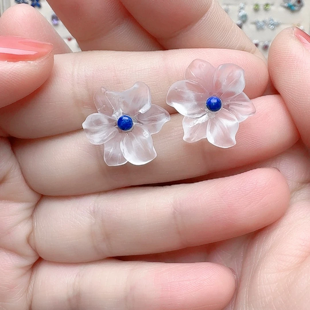 水晶耳饰银S925镶嵌耳钉