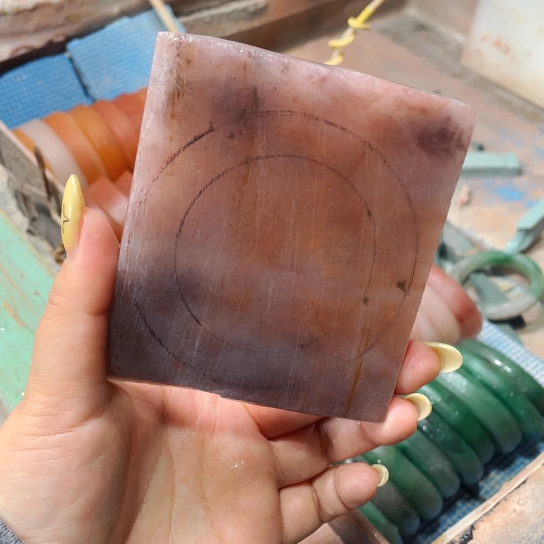 月***猫石英岩玉未镶嵌手镯定制加工