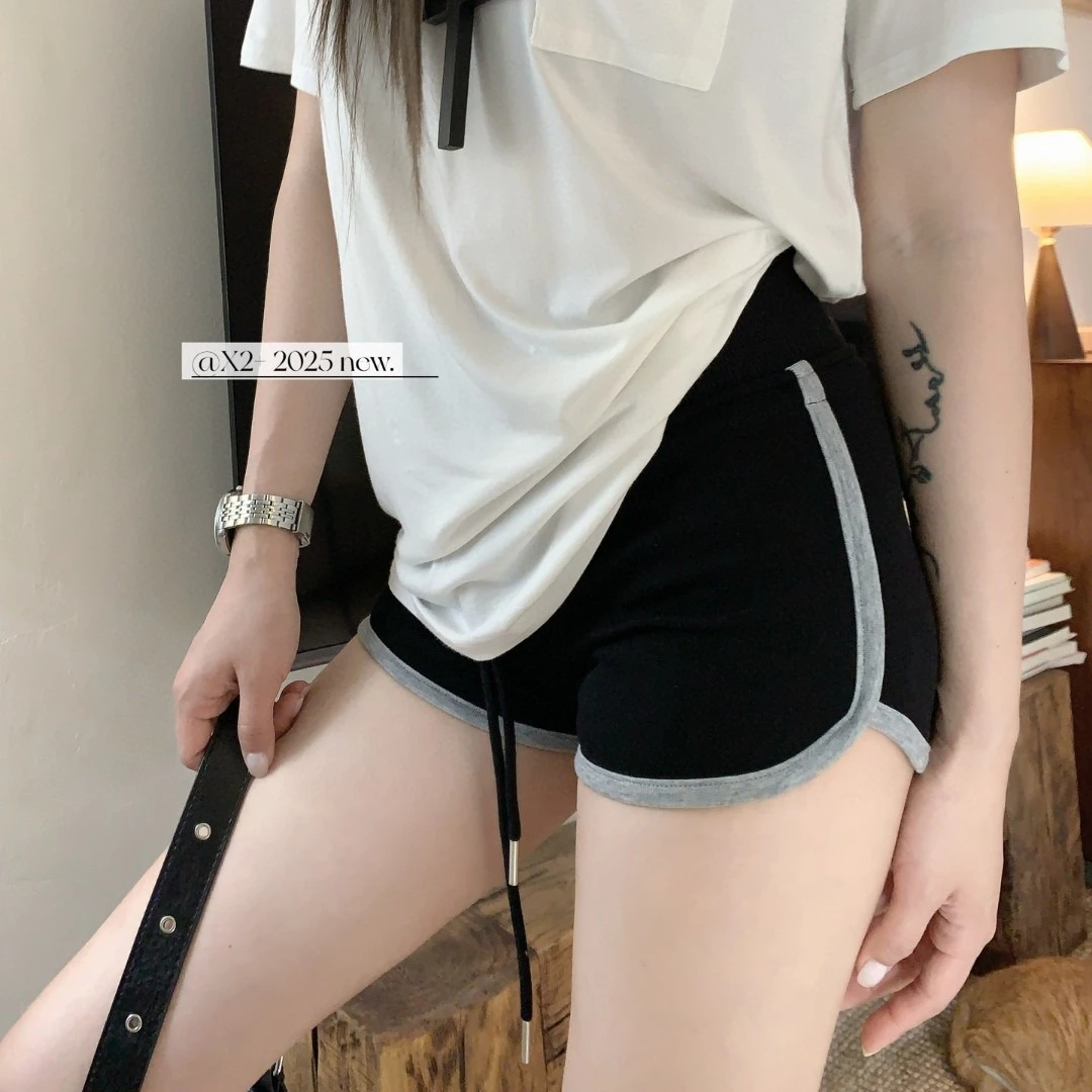 YOLO SHOP 辣妹运动居家可外穿休闲短裤健身瑜伽翻遍拼色百搭热裤