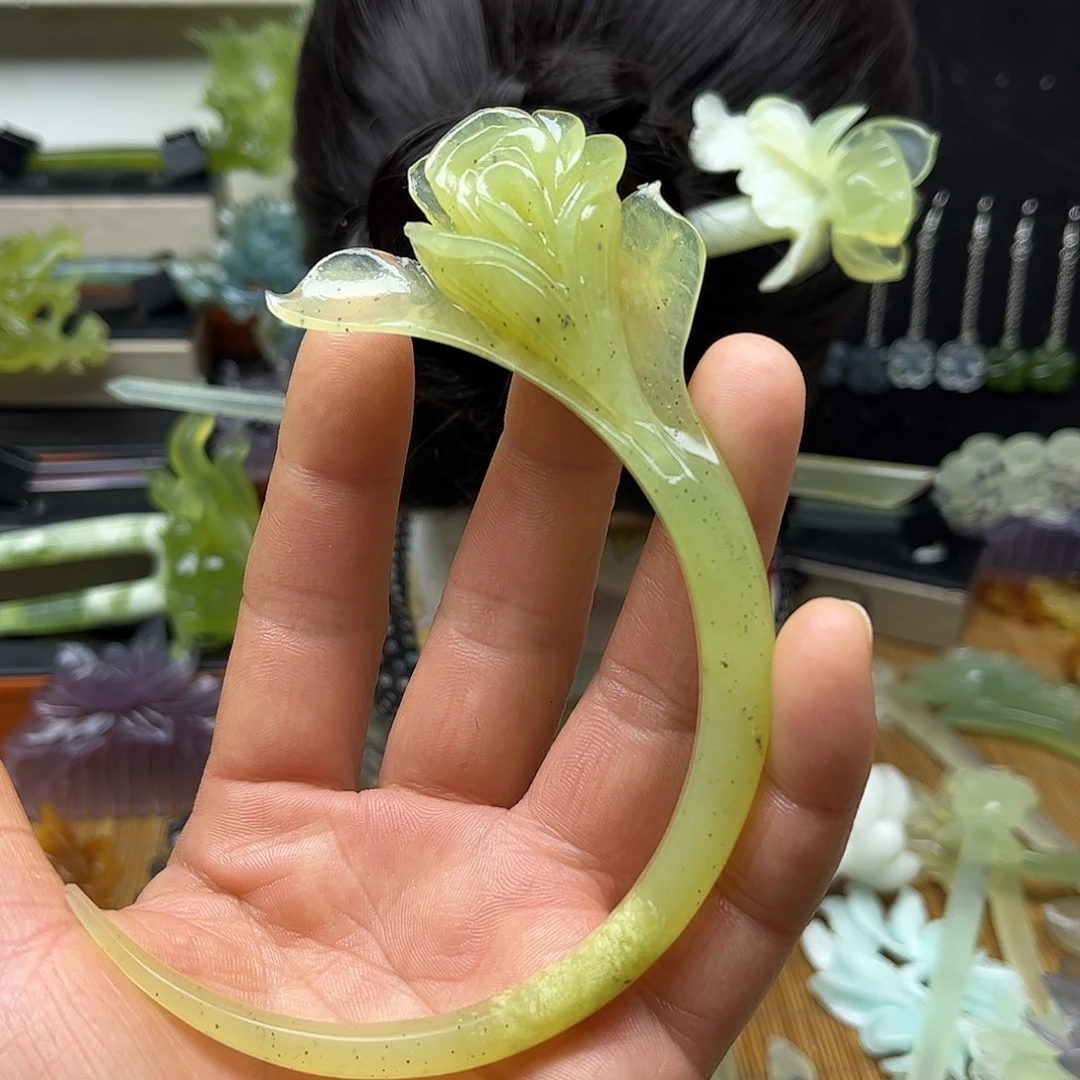 非金属天然岫玉发簪
