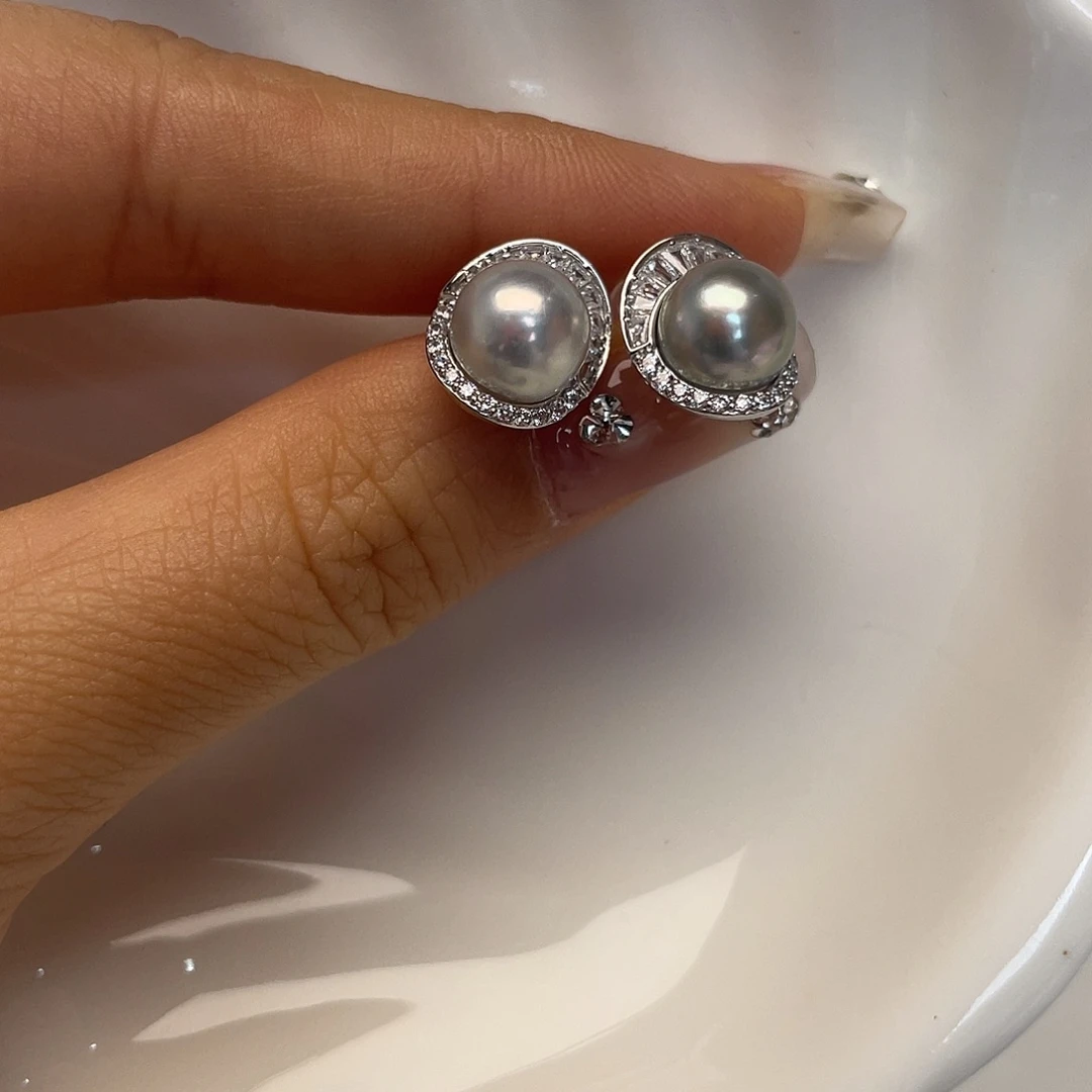 耳饰海水珍珠银S925镶嵌