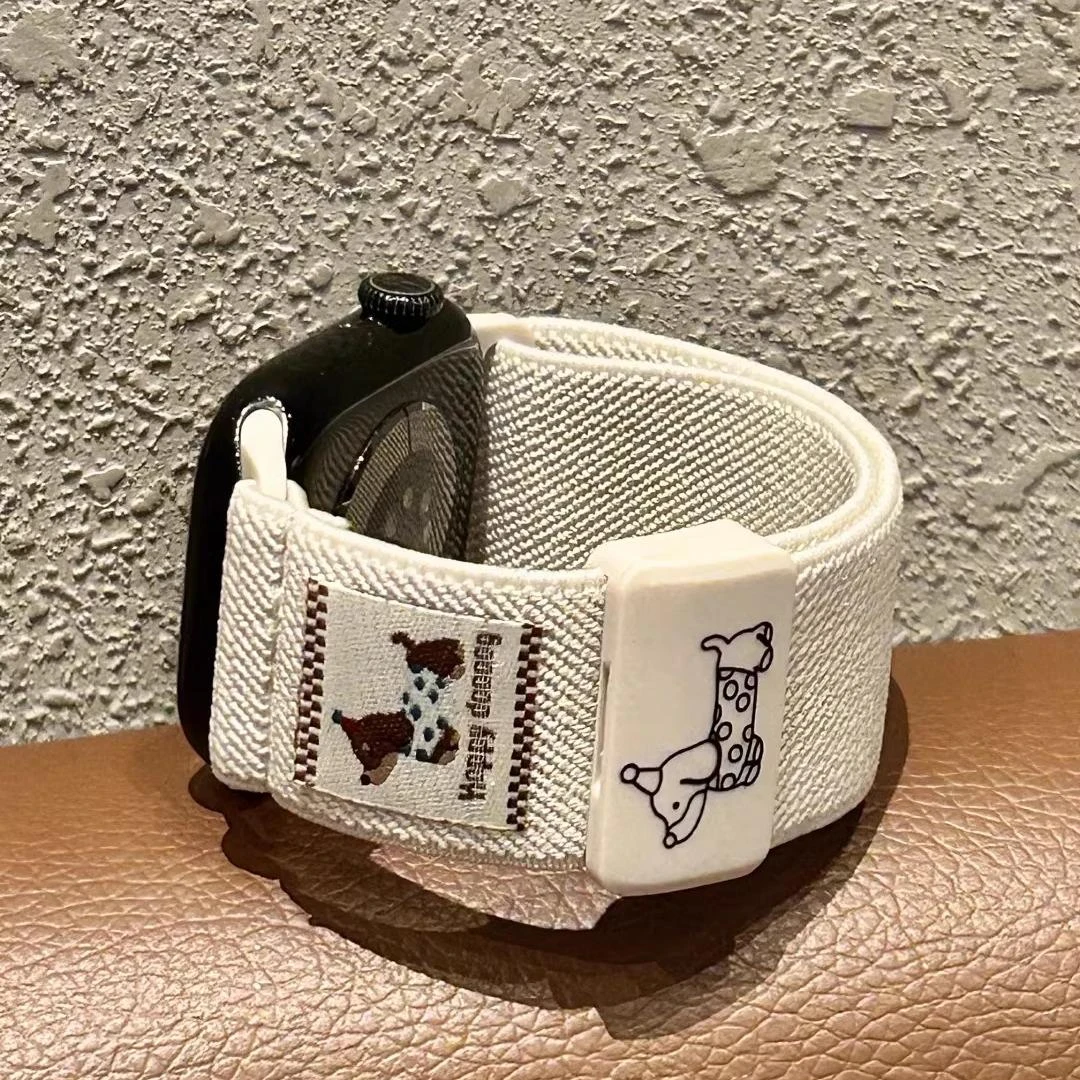 新款腊肠狗尼龙编织磁吸表带适用华为FIT3/Fit4苹果iwatchS10s9se