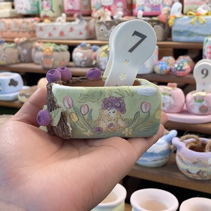 7…….手工手绘花盆微瑕