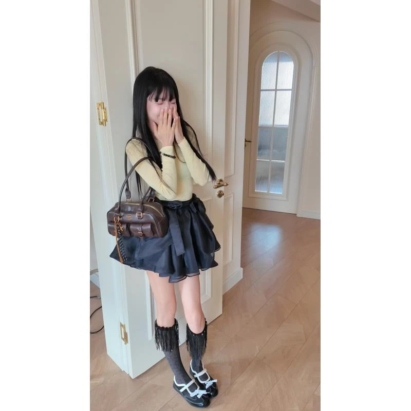 【古娜拉半裙】夏季百搭可外穿欧根纱黑色洋气可爱公主短款半身裙