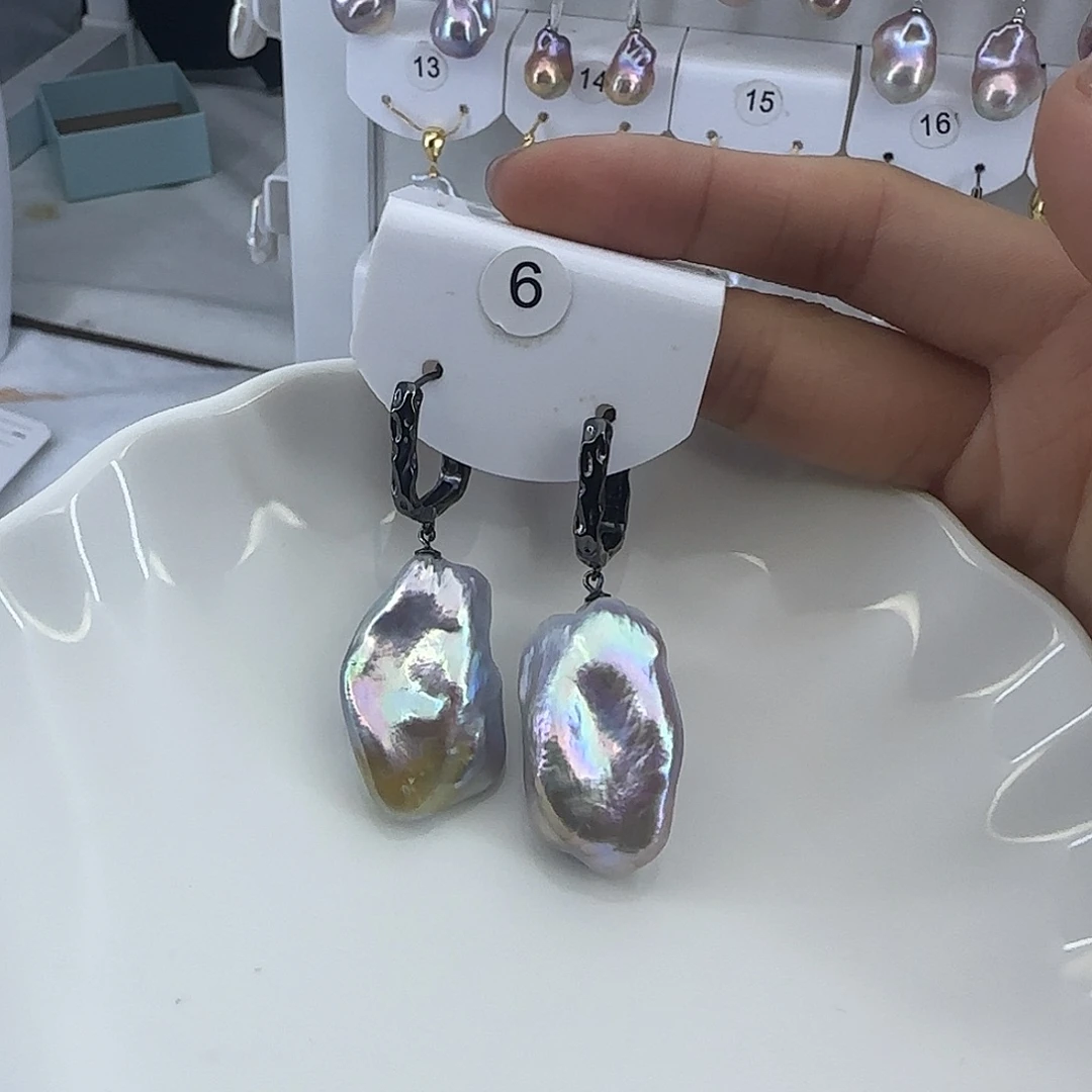 L***3耳饰银S925镶嵌淡水珍珠