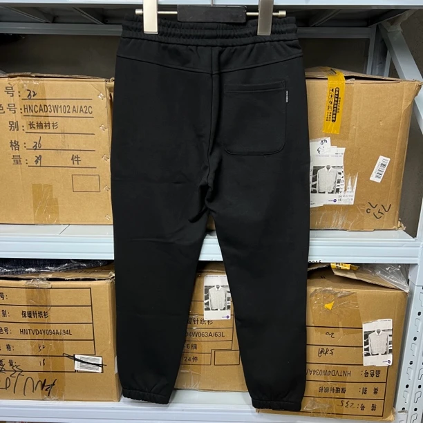 8884撤柜H家剪标黑色秋冬款加绒加厚百搭日常休闲卫裤男士松紧脚