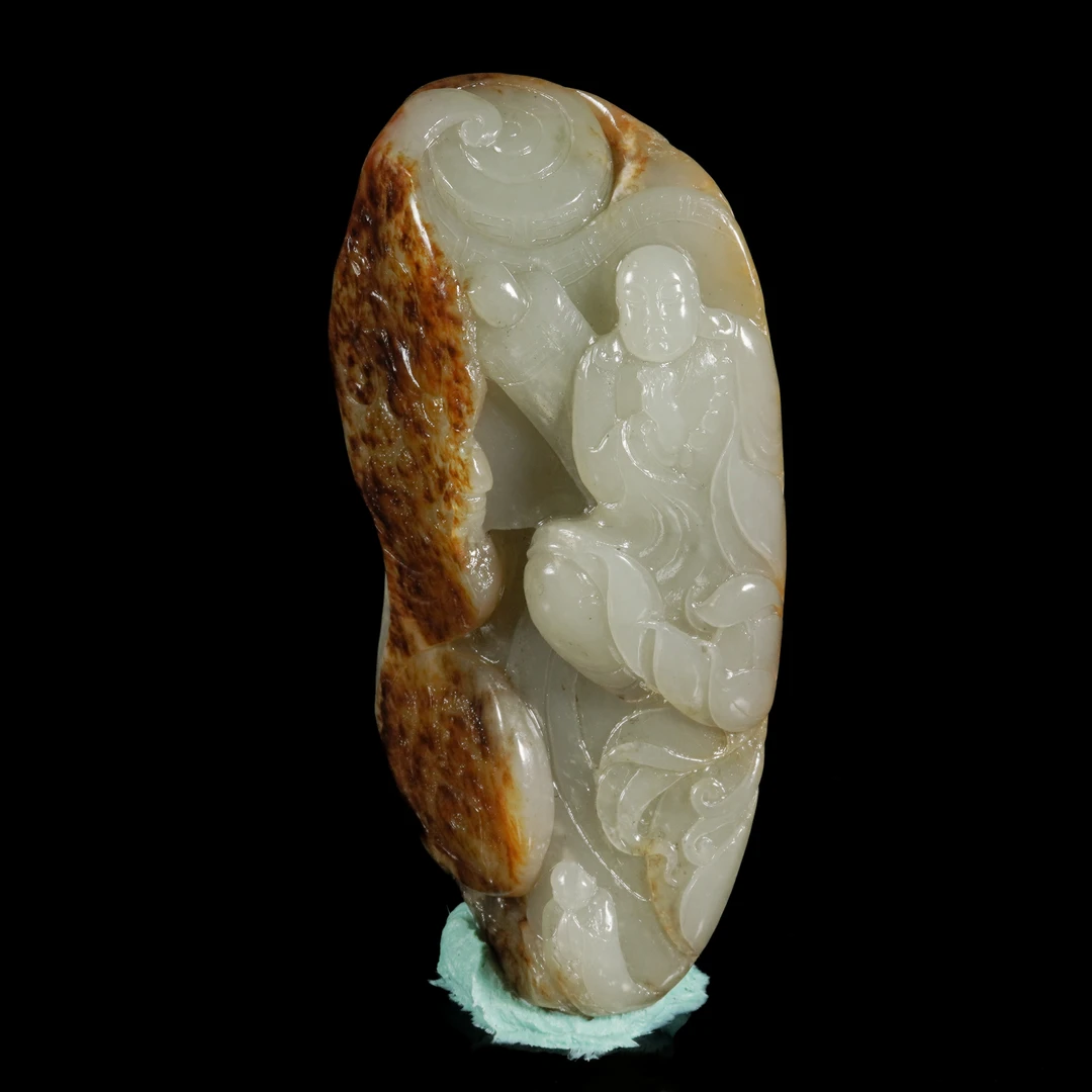 LOT.011和田玉巧雕罗汉手把件/X2684