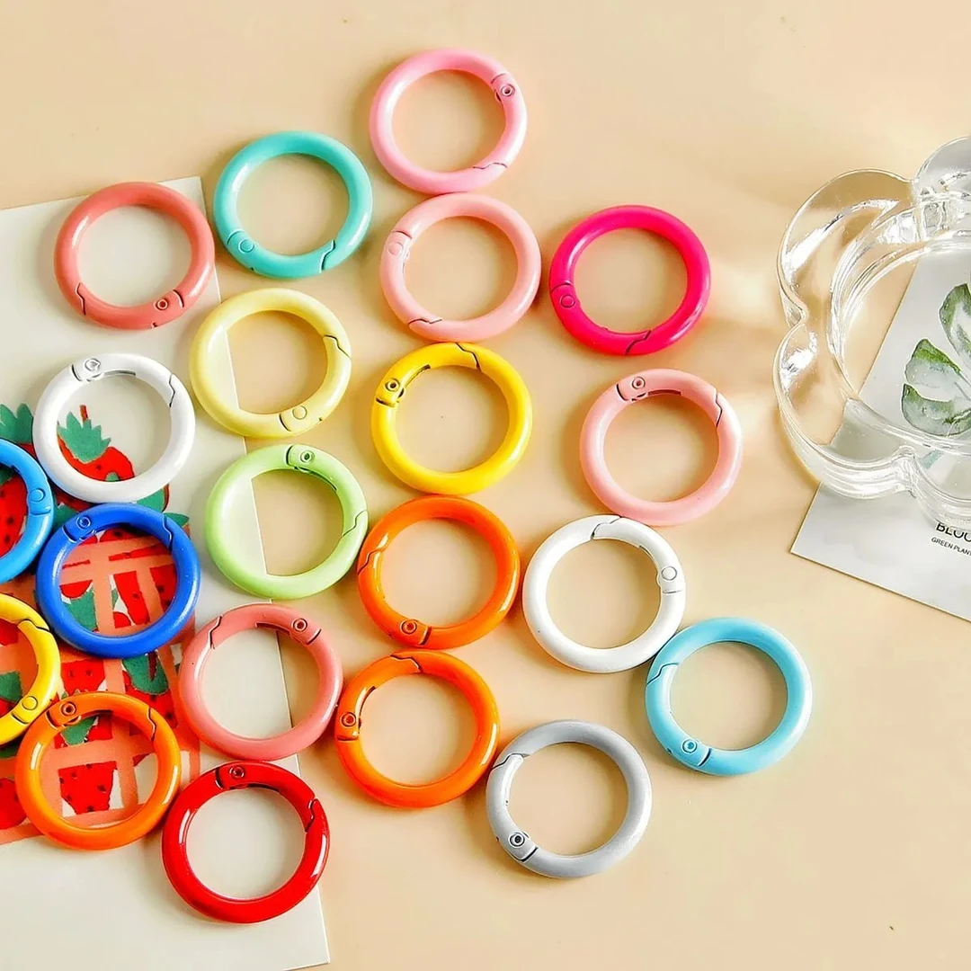 25mm圆形钥匙圈圈环烤漆弹簧扣批发弹簧扣烤漆彩色钥匙扣配件