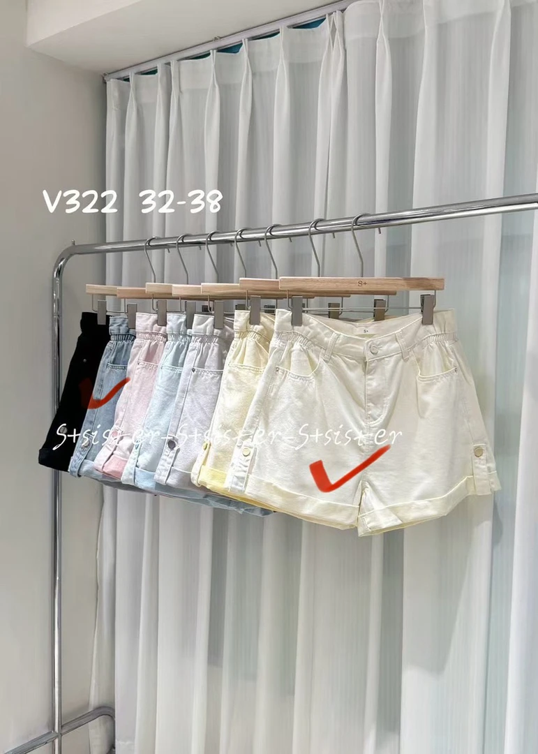 【肉思RS】S+大码女装牛仔彩色短裤翻边显瘦显高阔腿牛仔短裤200斤