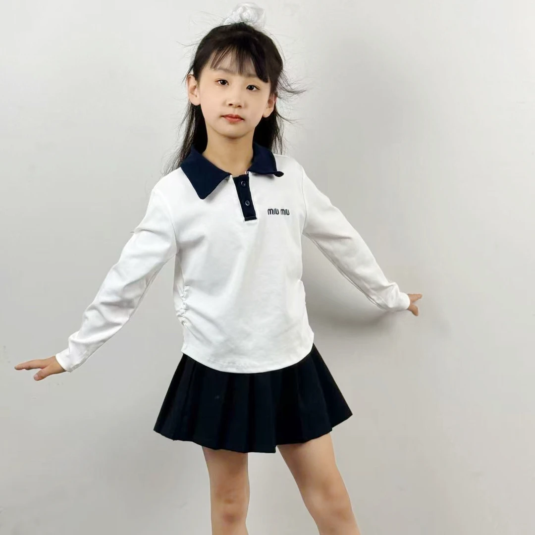 学院风亲子polo领套头重工刺绣字母时尚洋气母女款春秋上衣