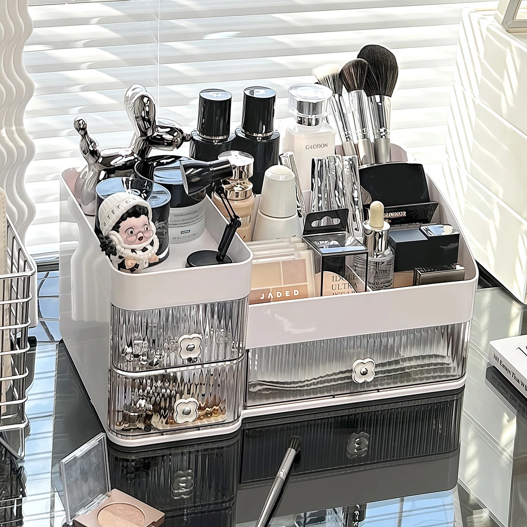 化妆品收纳盒桌面高级感口红护肤品整理箱大容量梳妆台抽屉置物架