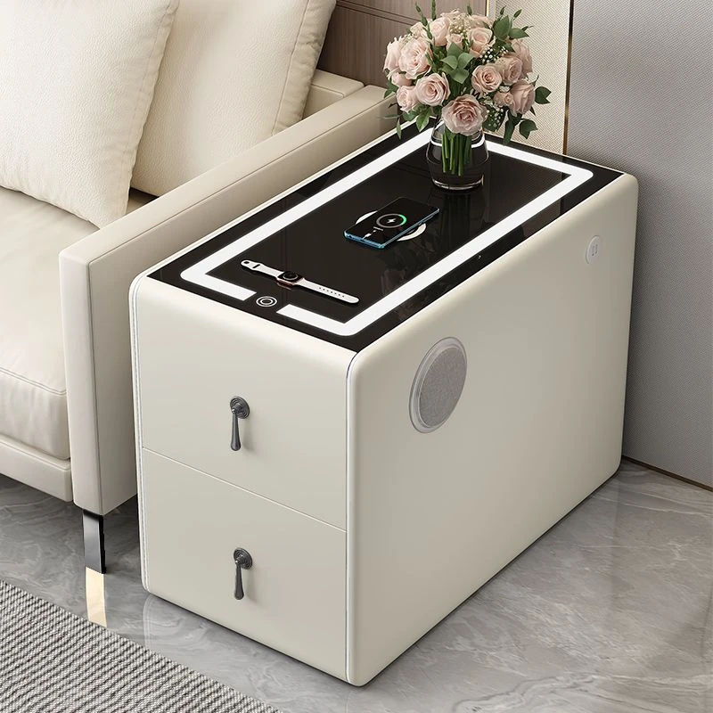 意式极简沙发边柜简约现代智能沙发边几网红轻奢多功能客厅储物柜