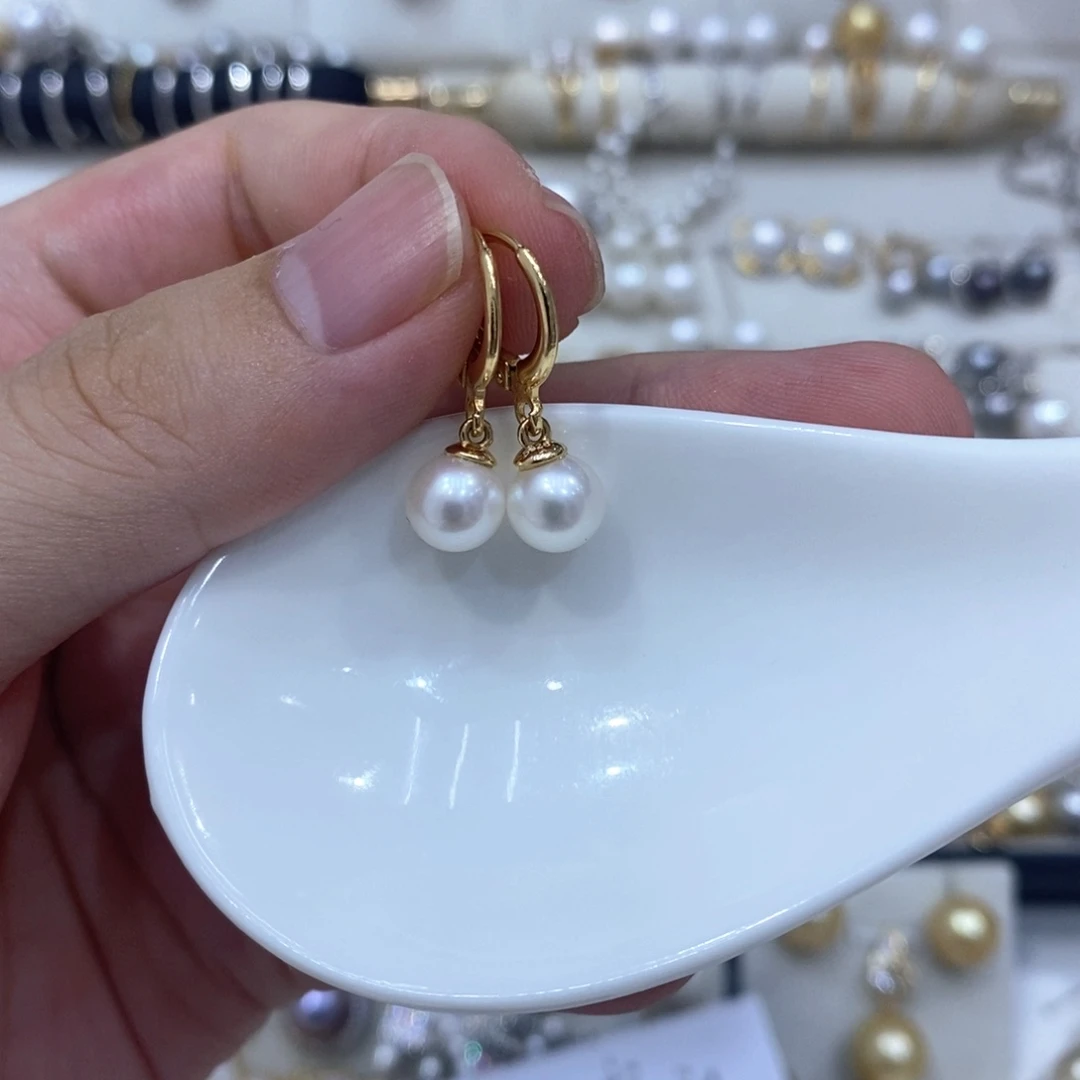 银S925镶嵌耳饰淡水珍珠