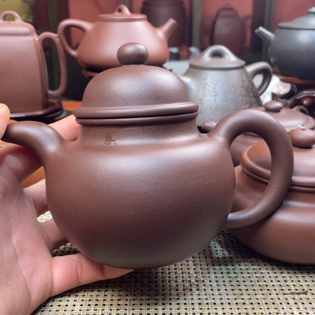 茶壶紫砂欢****壶紫泥撮球壶手工制作