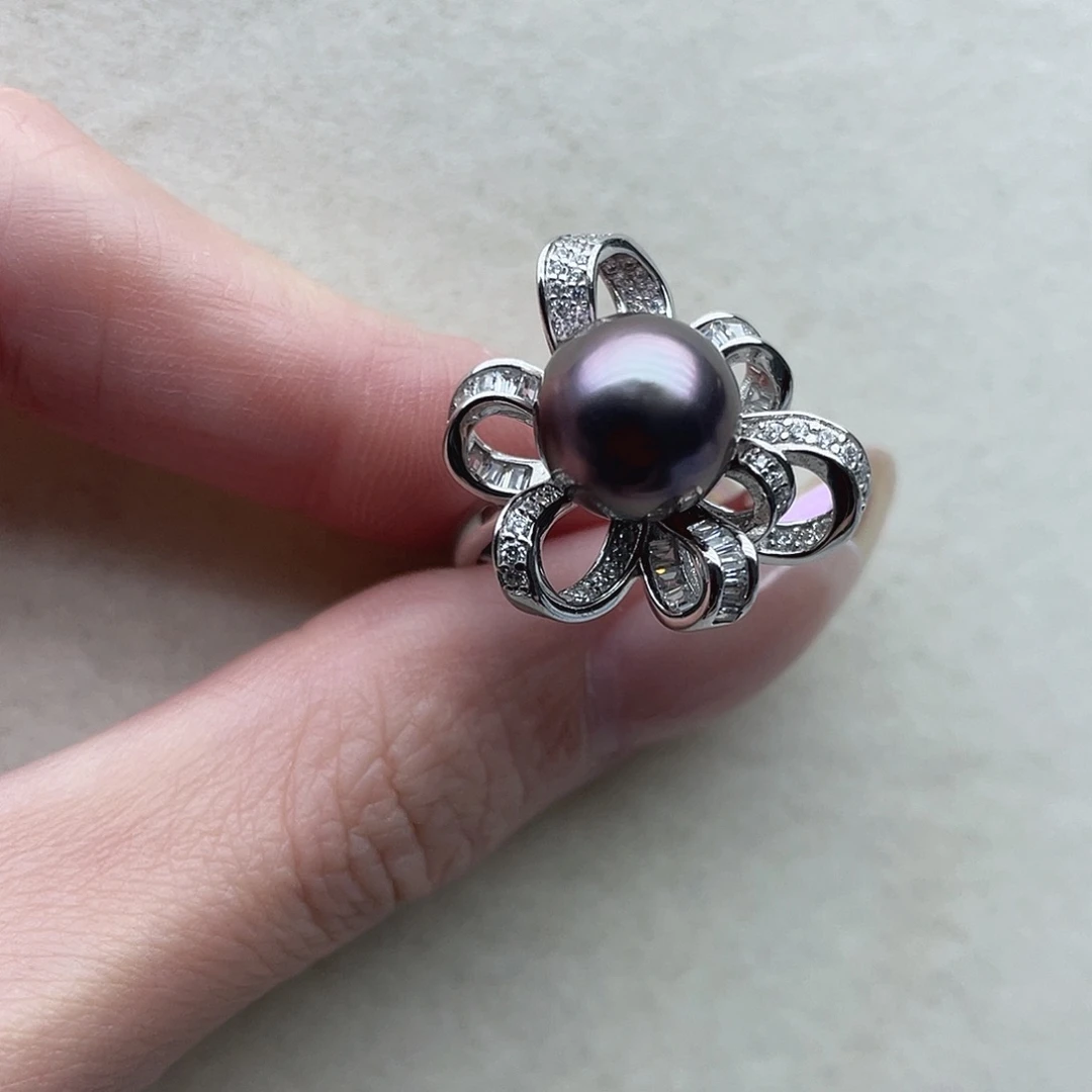 银S925镶嵌戒指102海水珍珠