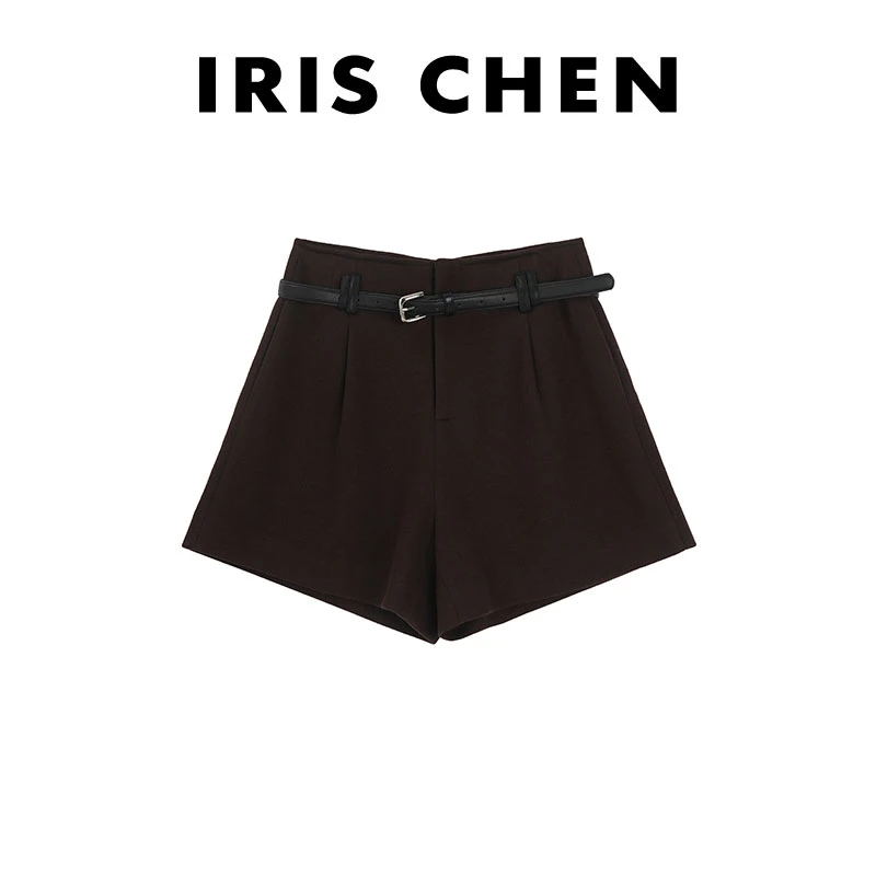IRIS CHEN 摩登短裤 2025秋冬“醋酸羊毛”含腰带时尚韩版25DK953