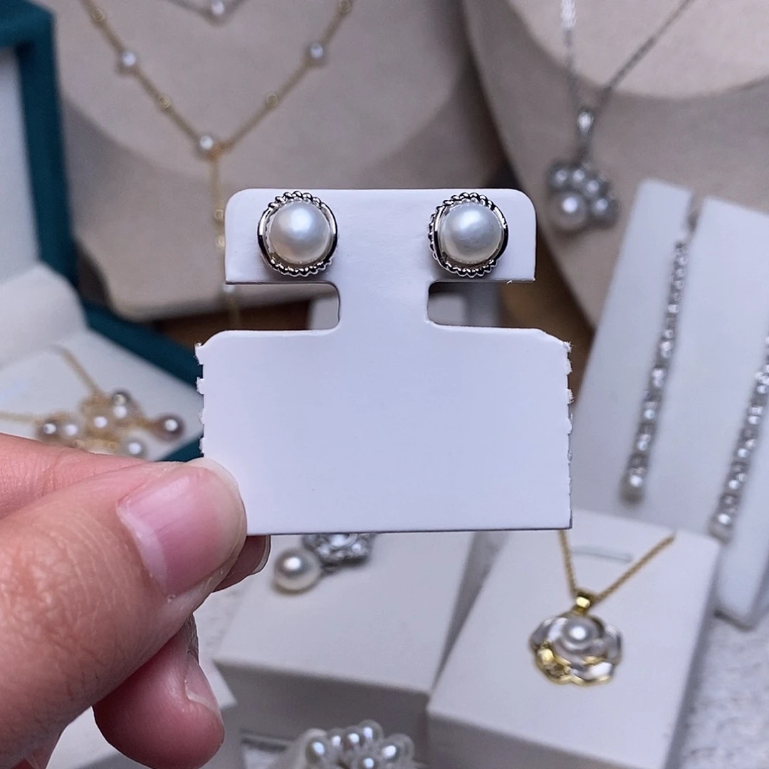 银S925镶嵌淡水珍珠耳饰