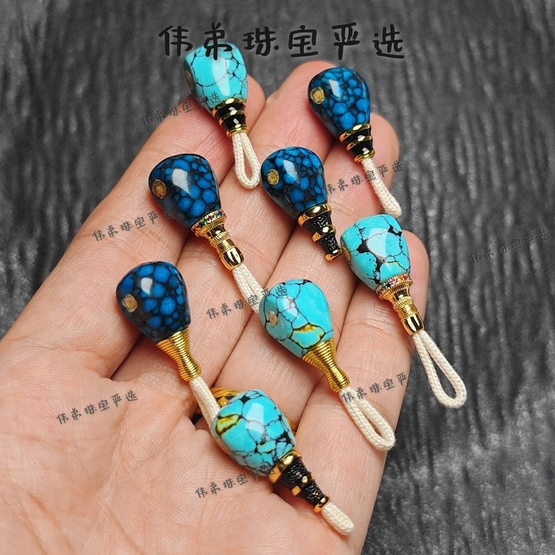 琉璃仿松石三通乌兰花铁线文玩分体三通百香籽配饰diy配件