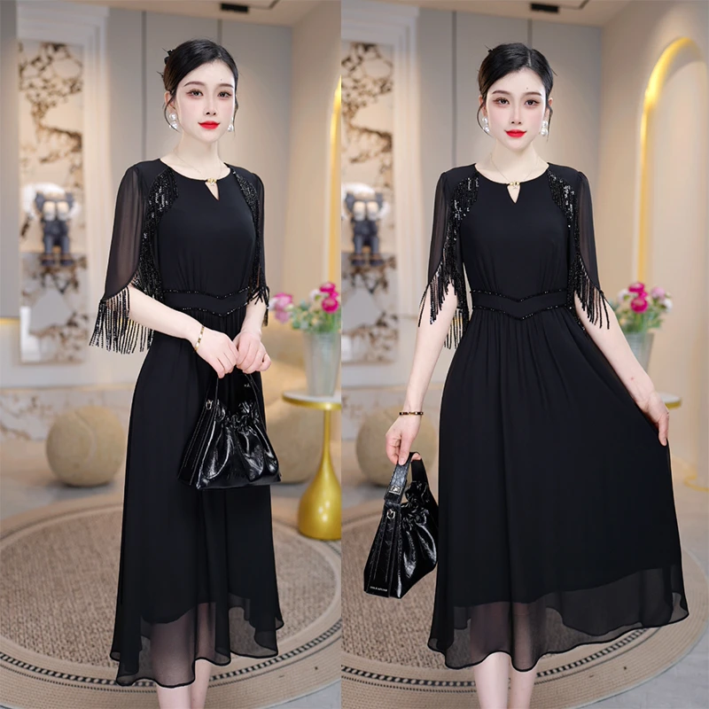 【翩若惊鸿】气质连衣裙女2025夏季新款高级感收腰显瘦裙子爆款长裙