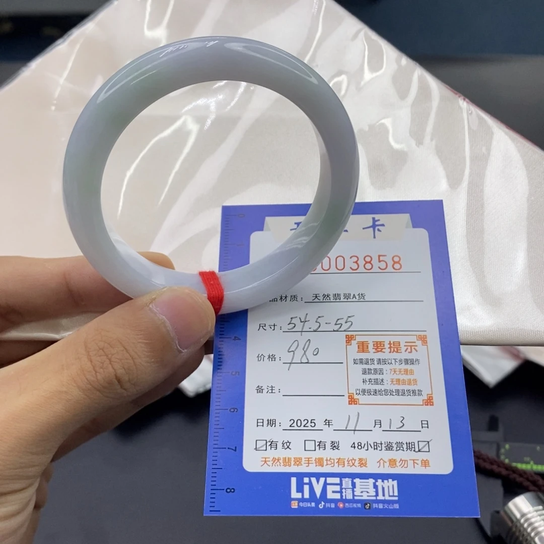 翡翠未镶嵌手镯淡春彩54/55
