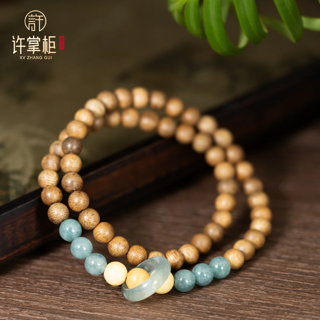 许掌柜｜香环 素圈叠戴圆珠手串多圈手饰天然翡翠A货国潮原创百搭