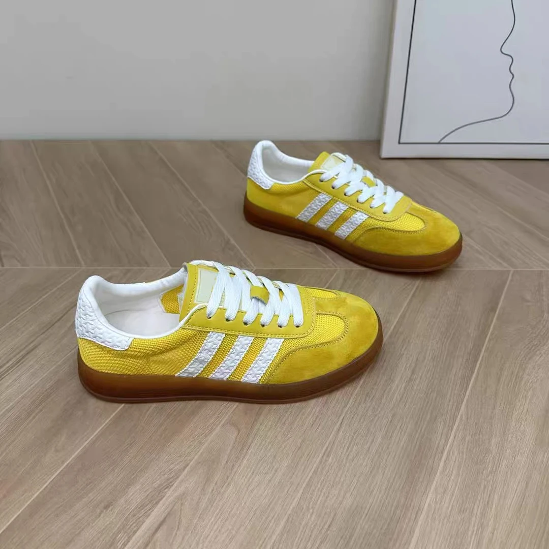 C5804   黄色  时尚德迅鞋女2025新款平底百搭板鞋休闲运动鞋