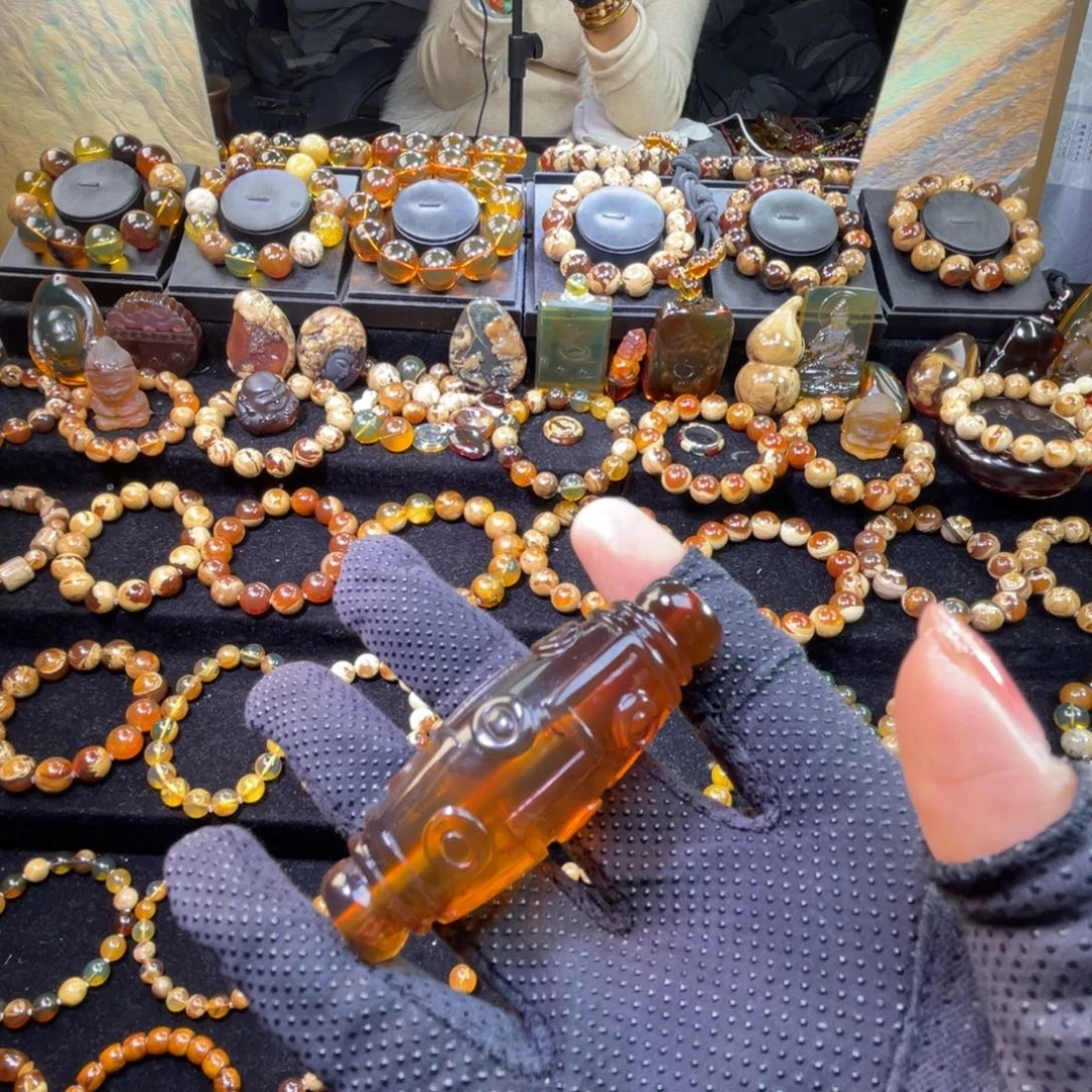 琥珀未镶嵌手链桶珠