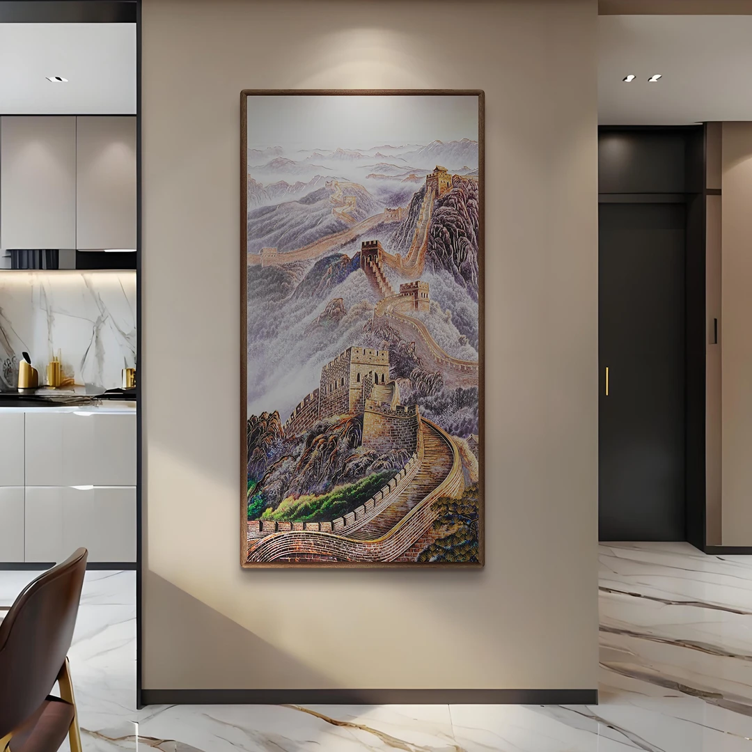 步铜寻常（孤品）60×120cm錾刻铜雕画《鸿运长城》