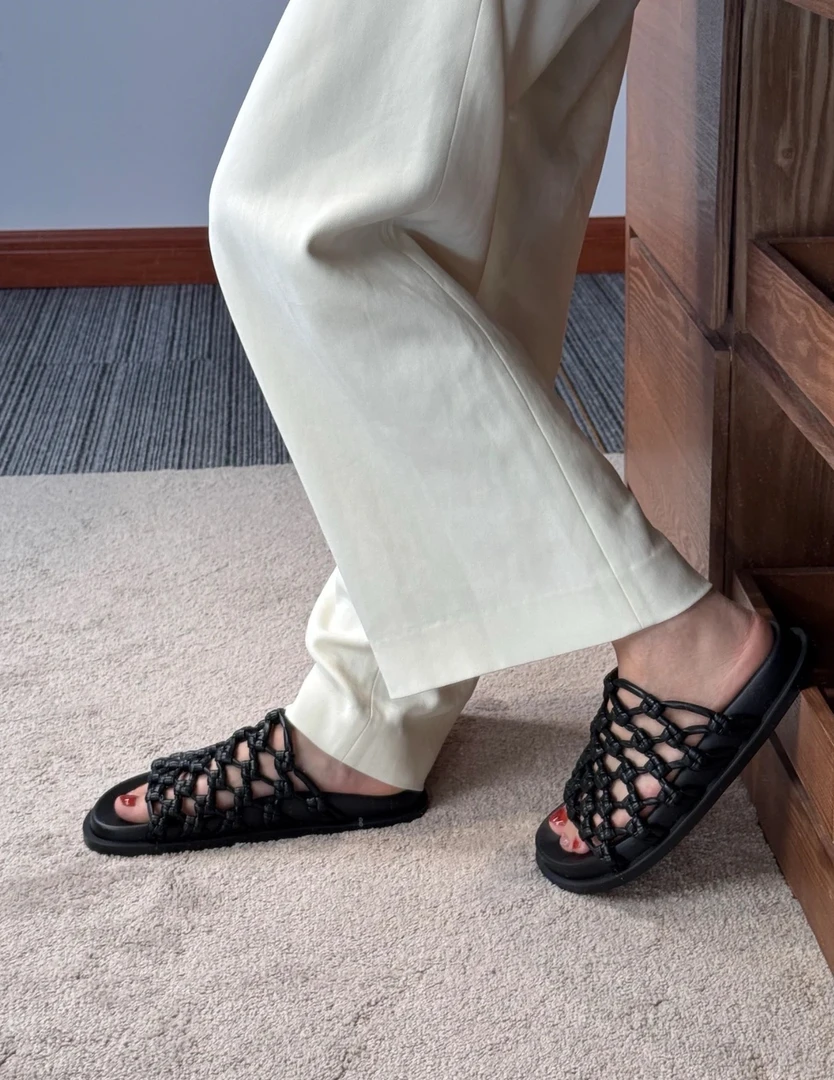 7601-721手工编织设计感时尚百搭夏季休闲软底拖鞋