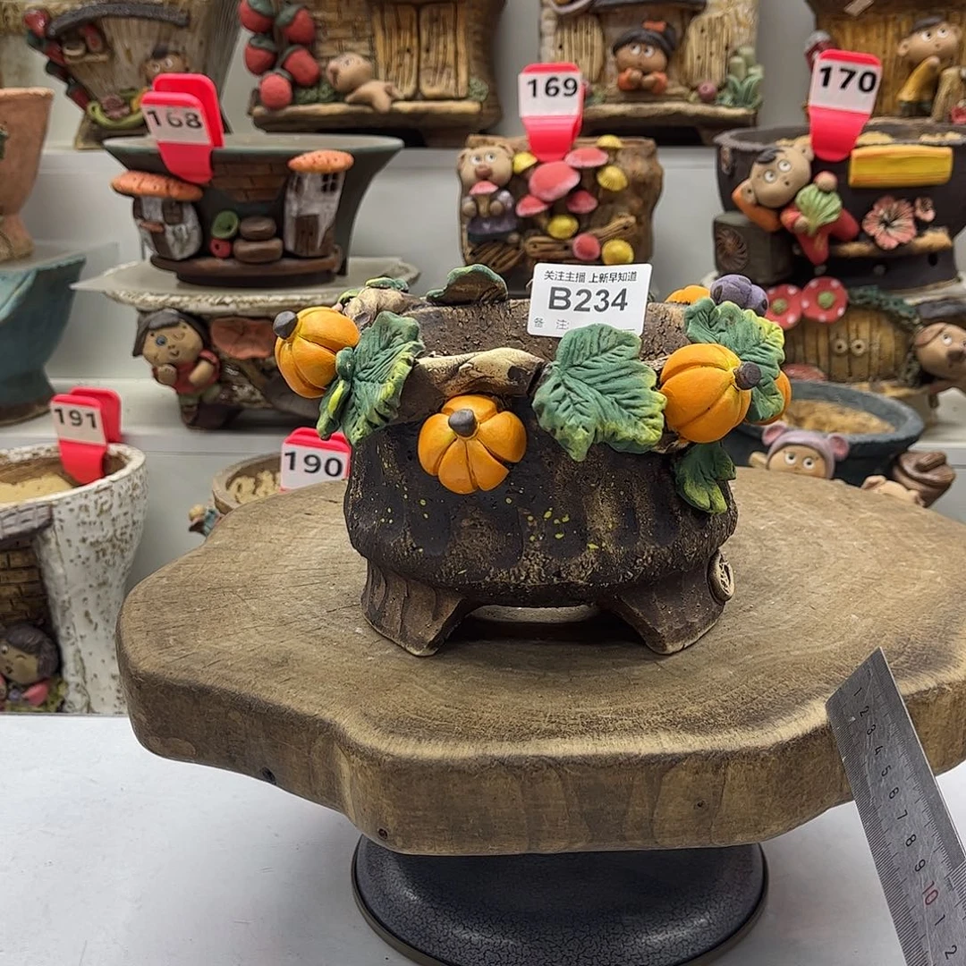 花盆234白狐花盆手捏