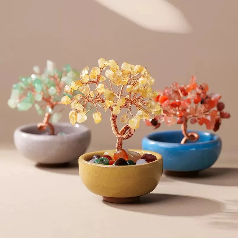 【手工制作】手工发财树摆件床头创意礼物底座聚宝盆树家居办公室