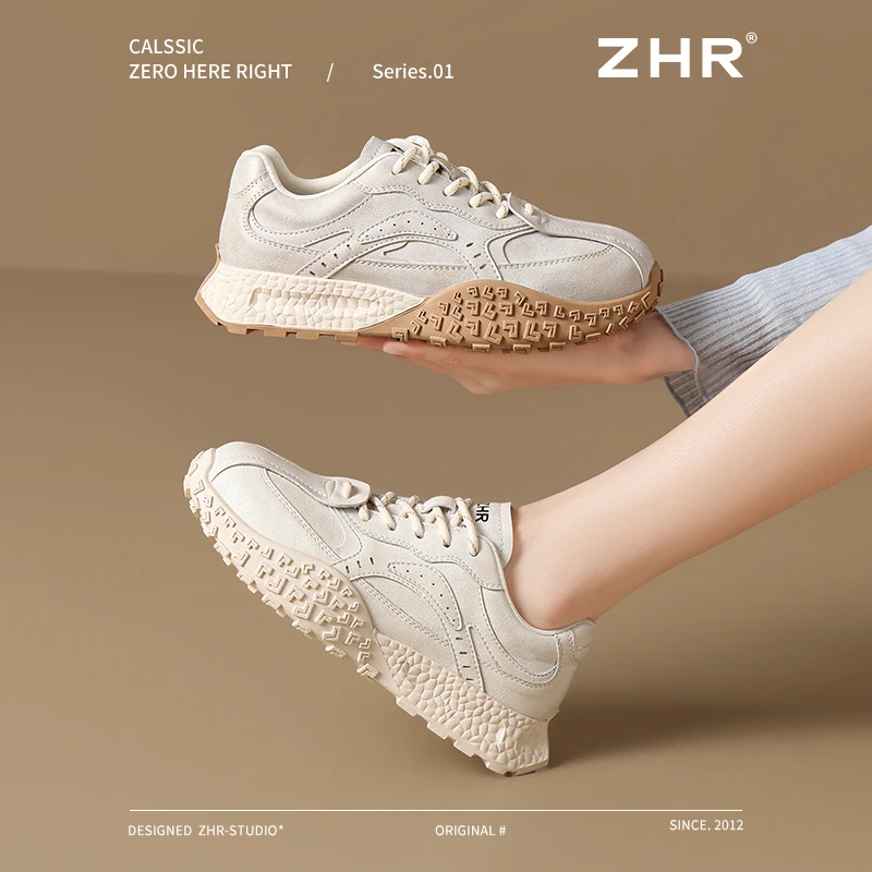 ZHR厚底增高复古德训鞋女2025春季爆款时尚百搭潮流阿甘鞋JT70F