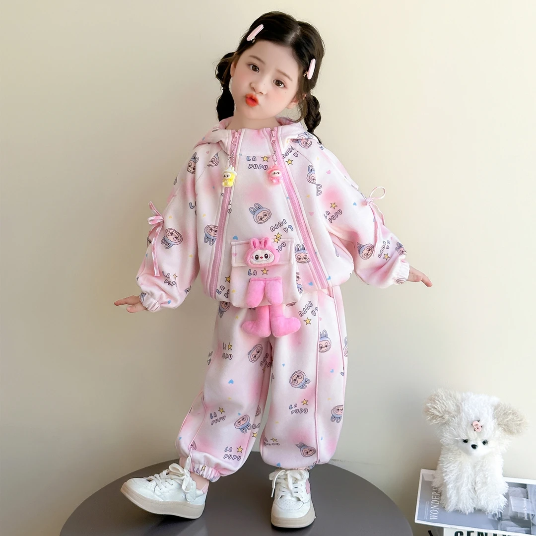 女童秋季拉布布套装2025新款儿童洋气卫衣两件套女宝宝春秋装时髦