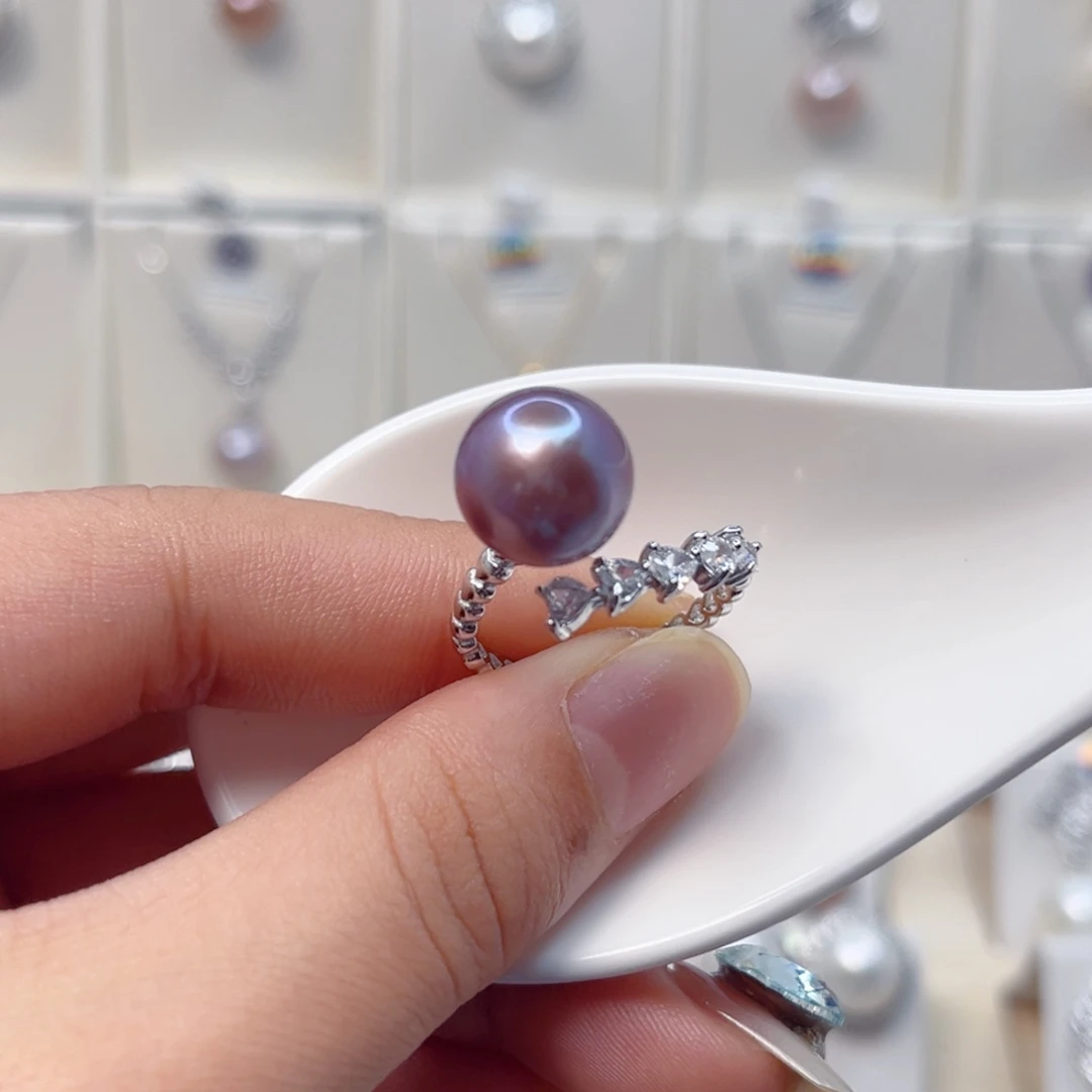 •***呀戒指银S925镶嵌淡水珍珠