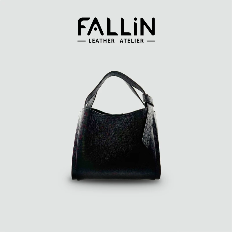 FALLIN法琳 2025新款女真皮手提斜挎荔枝纹菜篮子水桶包FL1002