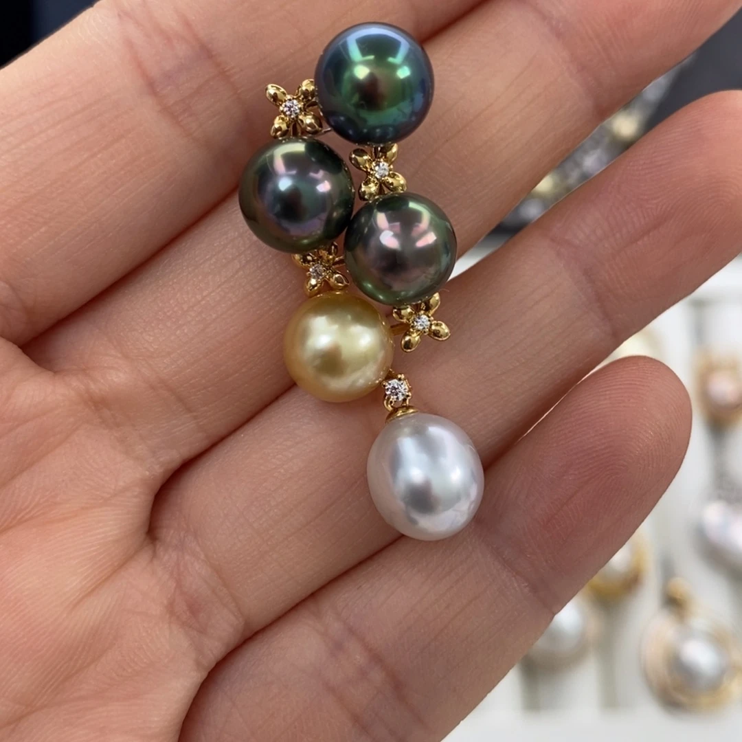 18K金镶嵌海水珍珠颈饰8-9m m