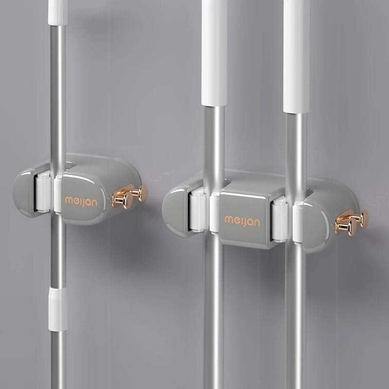 美简拖把挂钩卫生间扫把拖把夹壁挂神器免打孔无痕固定卡扣收纳架