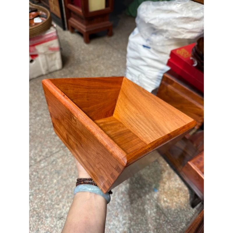 缅花全独板米斗20.5-11摆盘榫卯工艺家用木质收纳礼品