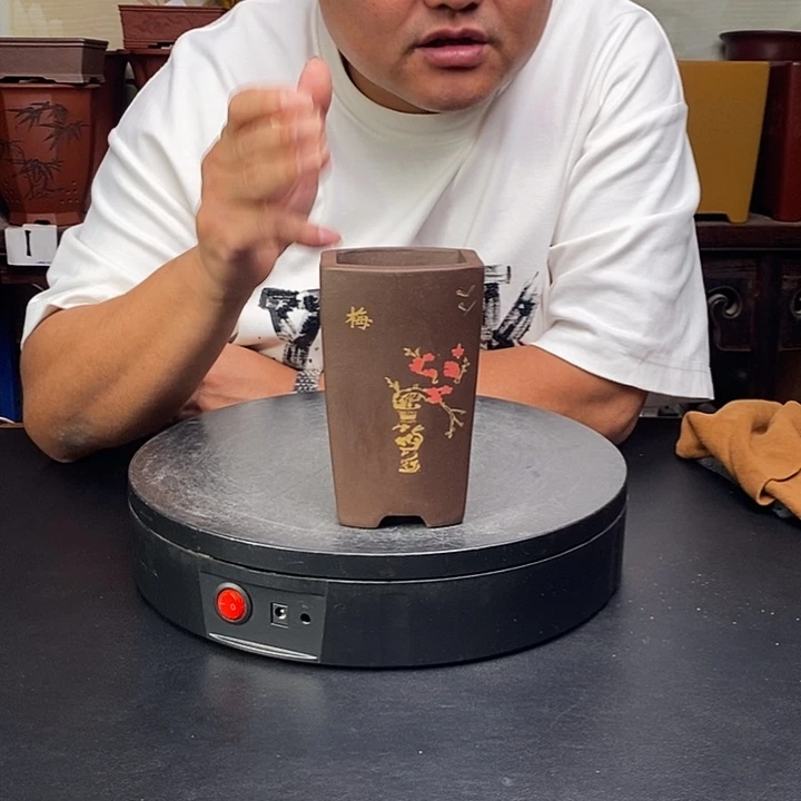 紫砂花盆货号一只扁梅