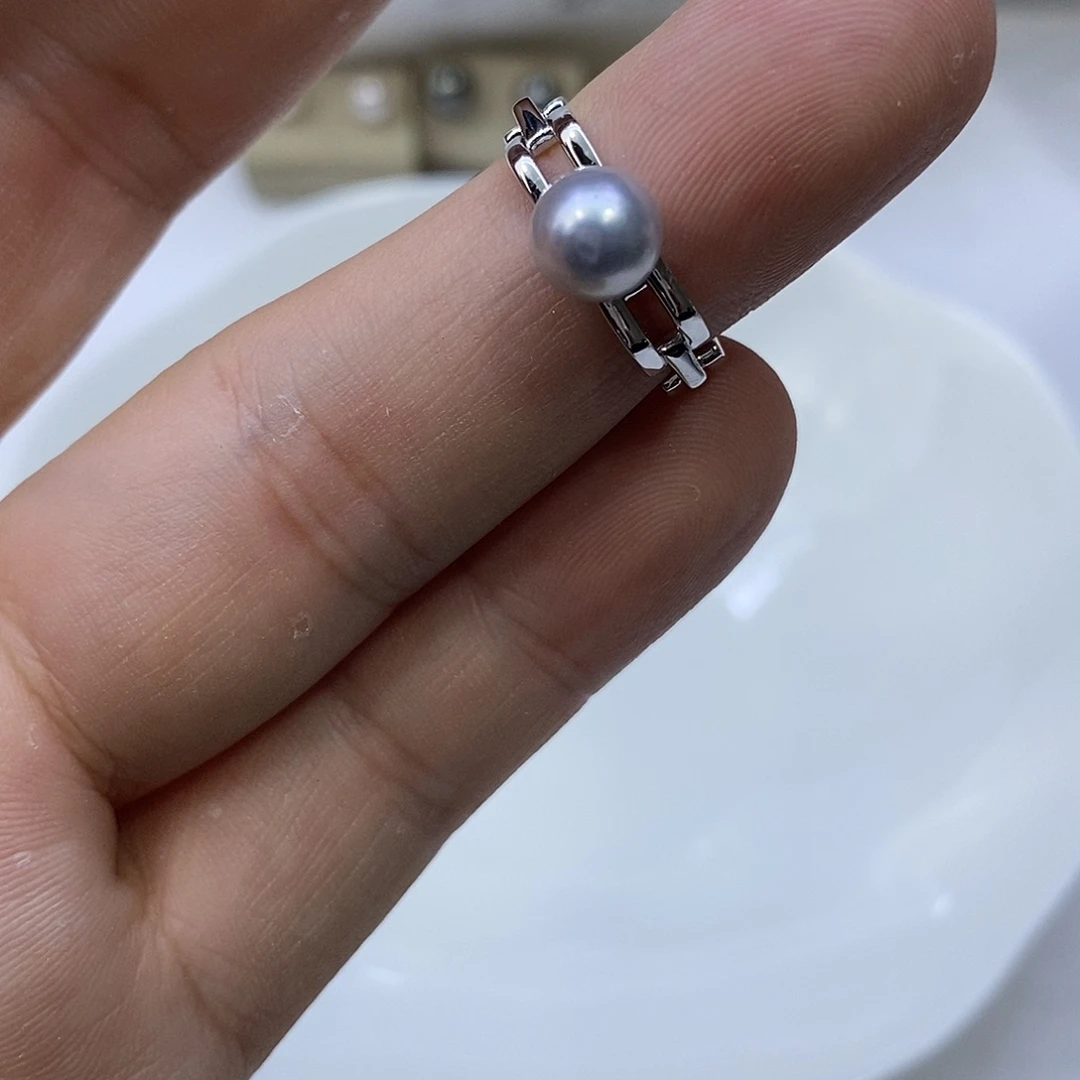 海水珍珠银S925镶嵌戒指