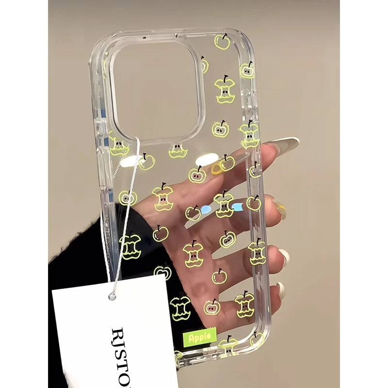 Lucky满屏青苹果核适用iPhone1615高透手机壳华为vivo小米oppo套