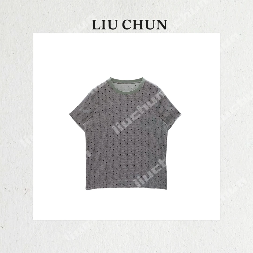 【细条纹小爱心】CHUN家桑蚕丝双乔时尚夏季经典百搭T恤