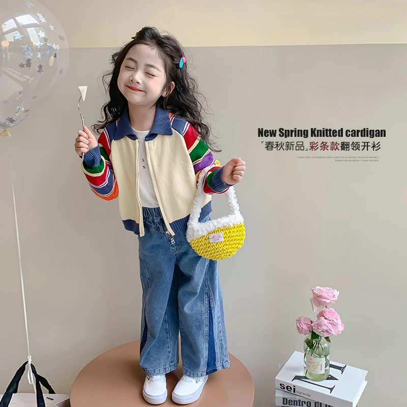 女童春装外套2025新款儿童针织衫上衣春秋款童装洋气女宝开衫毛衣