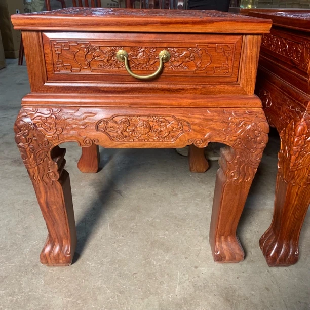 【工厂捡漏】纯刺猬紫檀角几 （满雕带抽屉）57*63*65左右 多样性发货