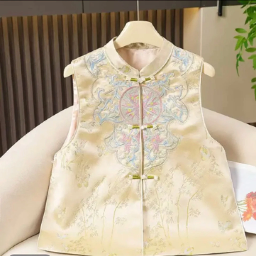 俏佳人风提花马夹民族风网红女士马夹时尚复古新中式