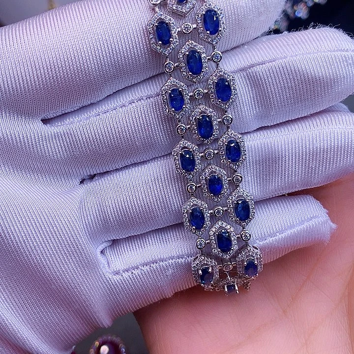 蓝宝石手链银S925镶嵌