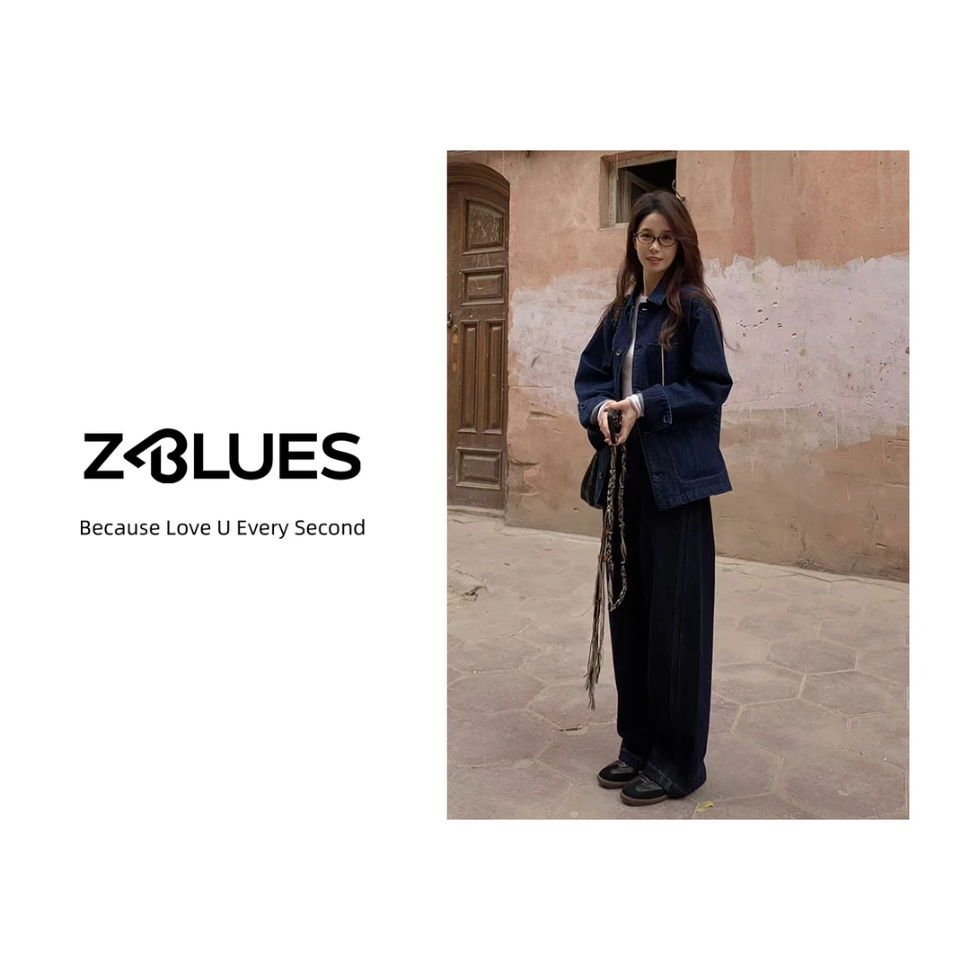 Z.blues【流畅美感】秋冬复古显瘦包容薄绒牛仔裤YZYLJR8569