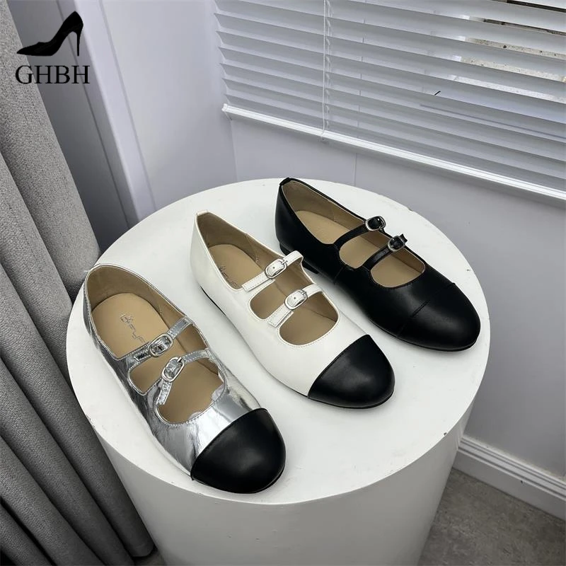 2025春季新款流行圆趾浅口软底时尚多功能玛丽简女士平底鞋